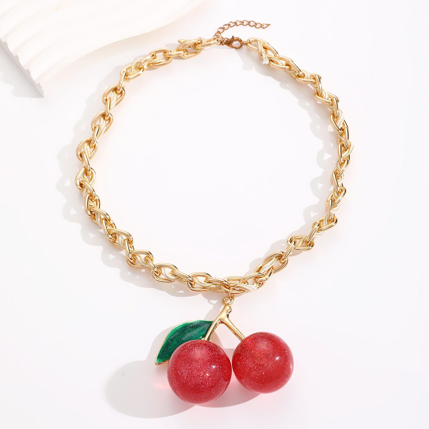 Wholesale Exaggerated red cherry fruit pendant